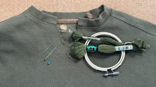 Mending a Carhartt Sweater